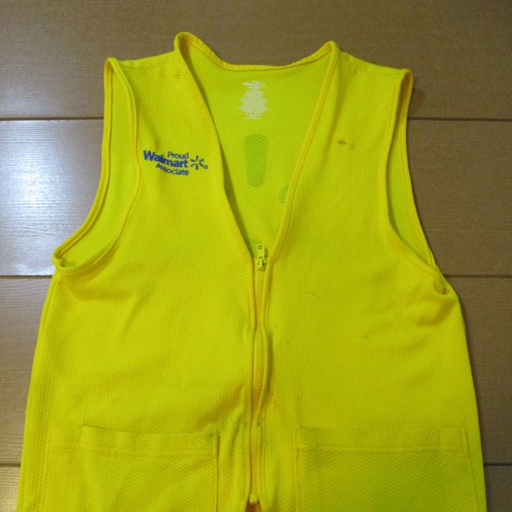 Walmart Associate Yellow Zip Uniform Employee Work Vest Unisex Sz XS